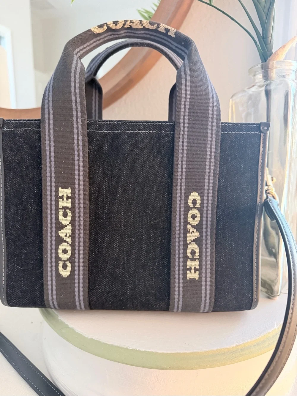Coach Denim Tote with Branded Straps